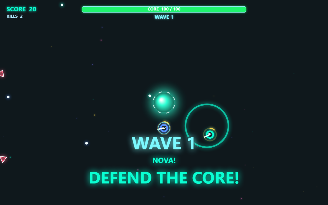 Core Defense gameplay on the big screen
