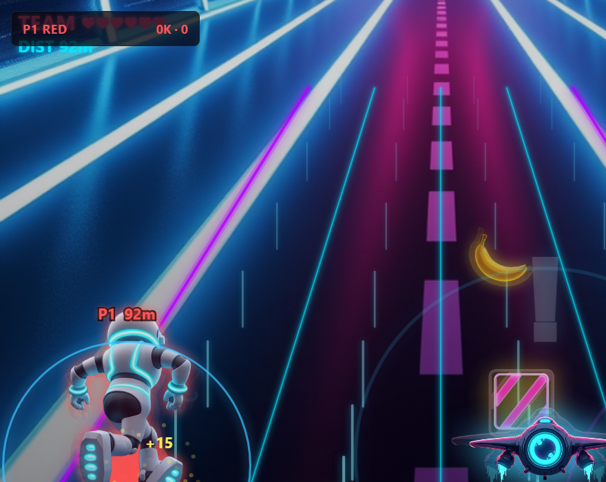 Neon Rush gameplay on the big screen